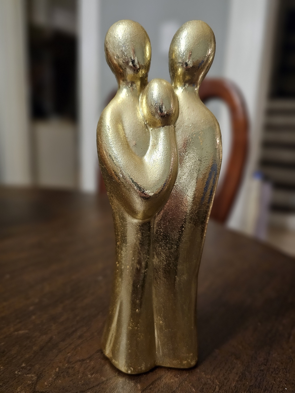 Vintage Mid-Century Modern Abstract Gold Family Statue 8"